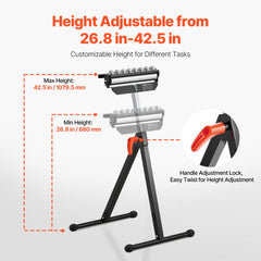 VEVOR Roller Stand, 300 lb Load Capacity, 26.8-42.5 in Adjustable Height, Folding Heavy Duty with 11.5 inch Polished