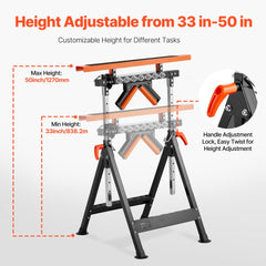 VEVOR 4-in-1 Roller Stand, 440 lb Load Capacity, 33-50 in Adjustable Height, Folding Heavy Duty with Rack & Polished