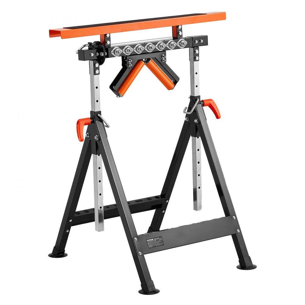 VEVOR 4-in-1 Roller Stand, 440 lb Load Capacity, 33-50 in Adjustable Height, Folding Heavy Duty with Rack & Polished