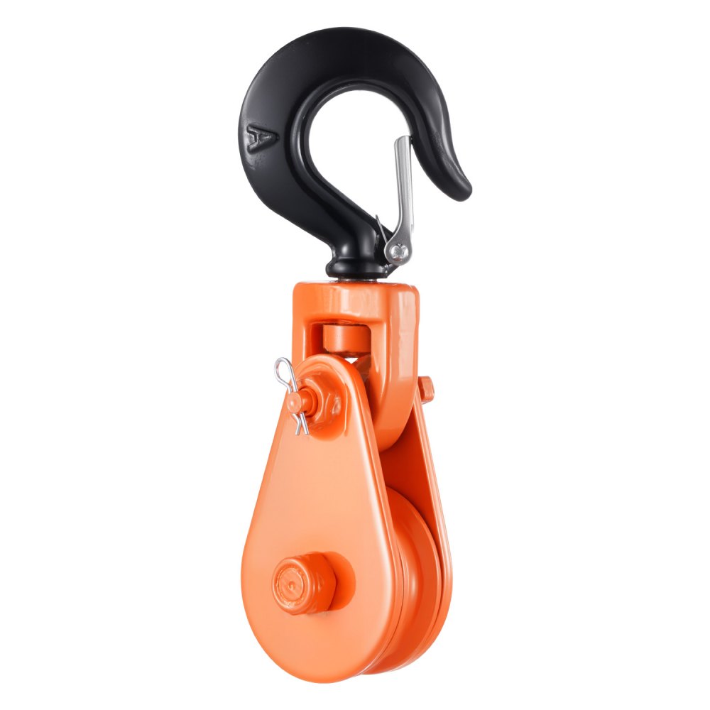 VEVOR 2 Ton Snatch Block with Swivel Hook, 3" Sheave 3/8" Inch Wire Rope, Heavy Duty Snatch Block Pulley 4400 lbs for
