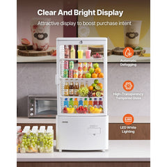 VEVOR Refrigerated Display Case, 3 Cu.Ft./85L Countertop Pastry Display Case, 3-Tier Commercial Cake Refrigerator with
