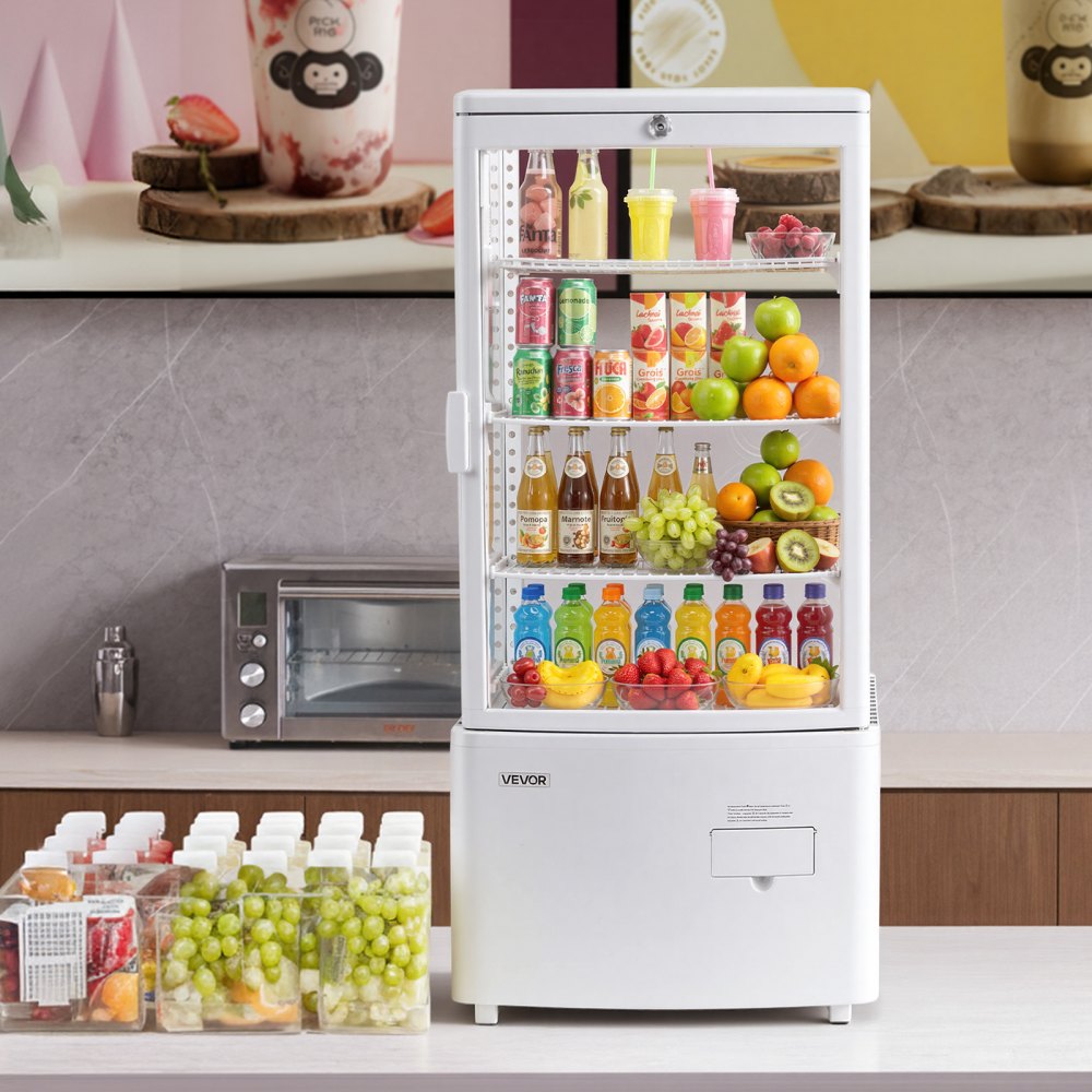 VEVOR Refrigerated Display Case, 3 Cu.Ft./85L Countertop Pastry Display Case, 3-Tier Commercial Cake Refrigerator with