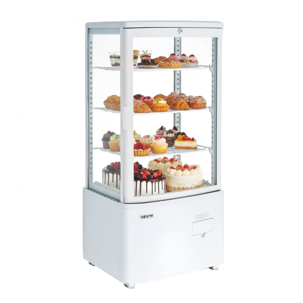 VEVOR Refrigerated Display Case, 3 Cu.Ft./85L Countertop Pastry Display Case, 3-Tier Commercial Cake Refrigerator with
