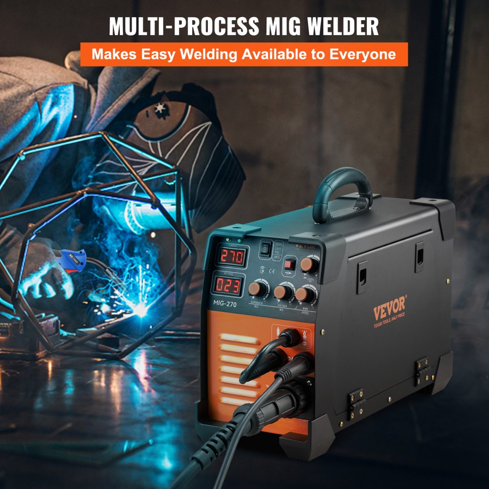 VEVOR MIG Welder, 3 in 1 Welder Welding Machine, 270 Amp MIG Lift TIG Arc Welder 110V 220V Lift TIG Welder Lift ARC