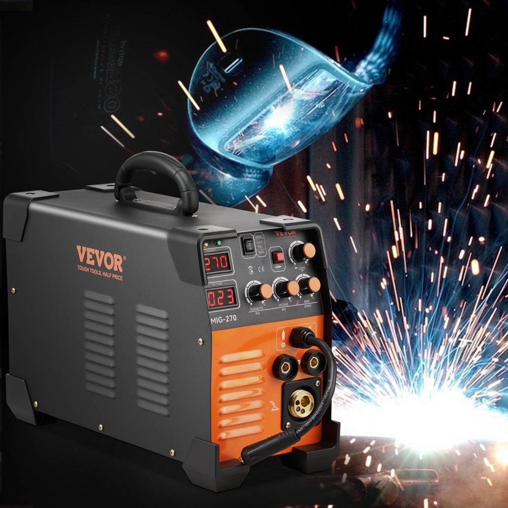 VEVOR MIG Welder, 3 in 1 Welder Welding Machine, 270 Amp MIG Lift TIG Arc Welder 110V 220V Lift TIG Welder Lift ARC