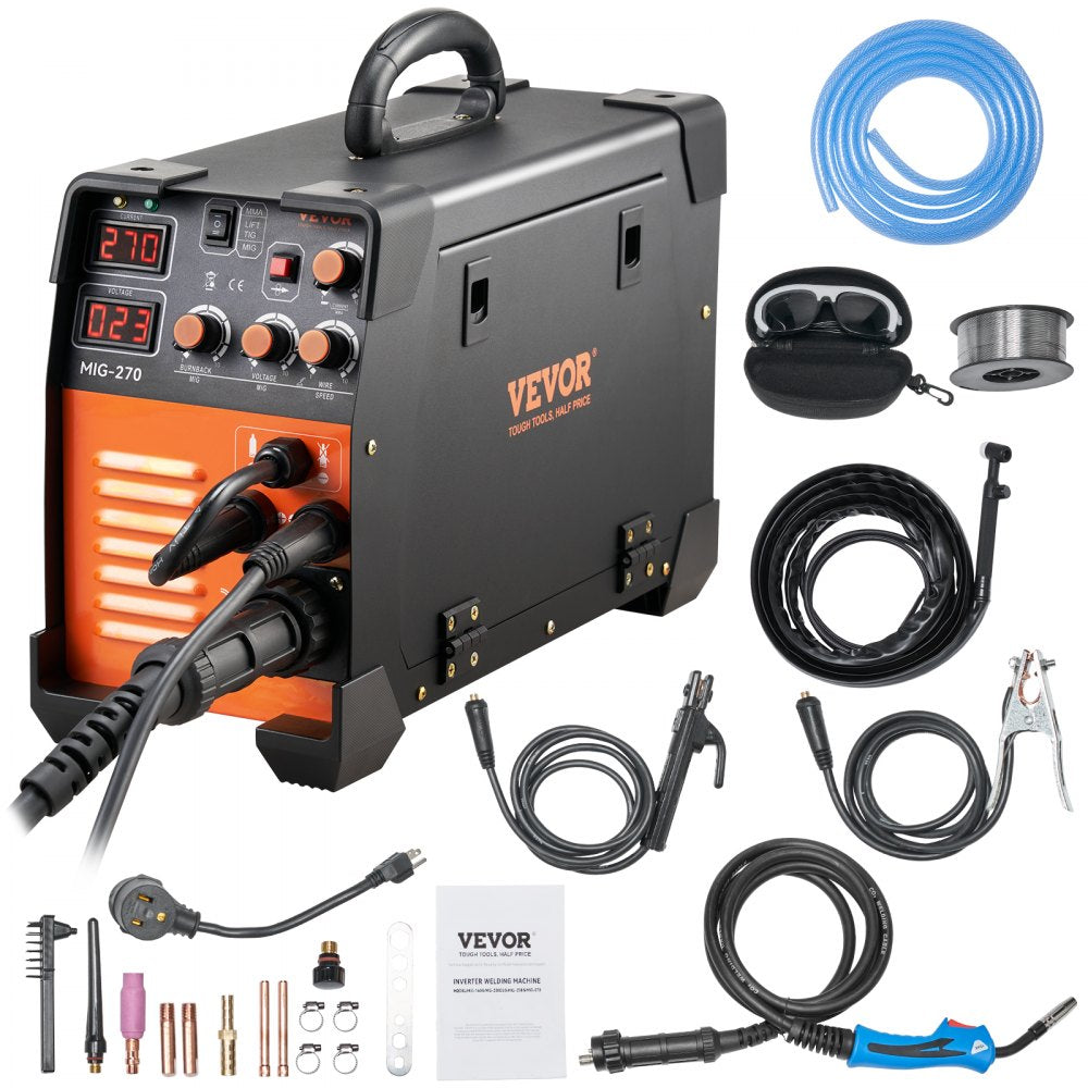 VEVOR MIG Welder, 3 in 1 Welder Welding Machine, 270 Amp MIG Lift TIG Arc Welder 110V 220V Lift TIG Welder Lift ARC