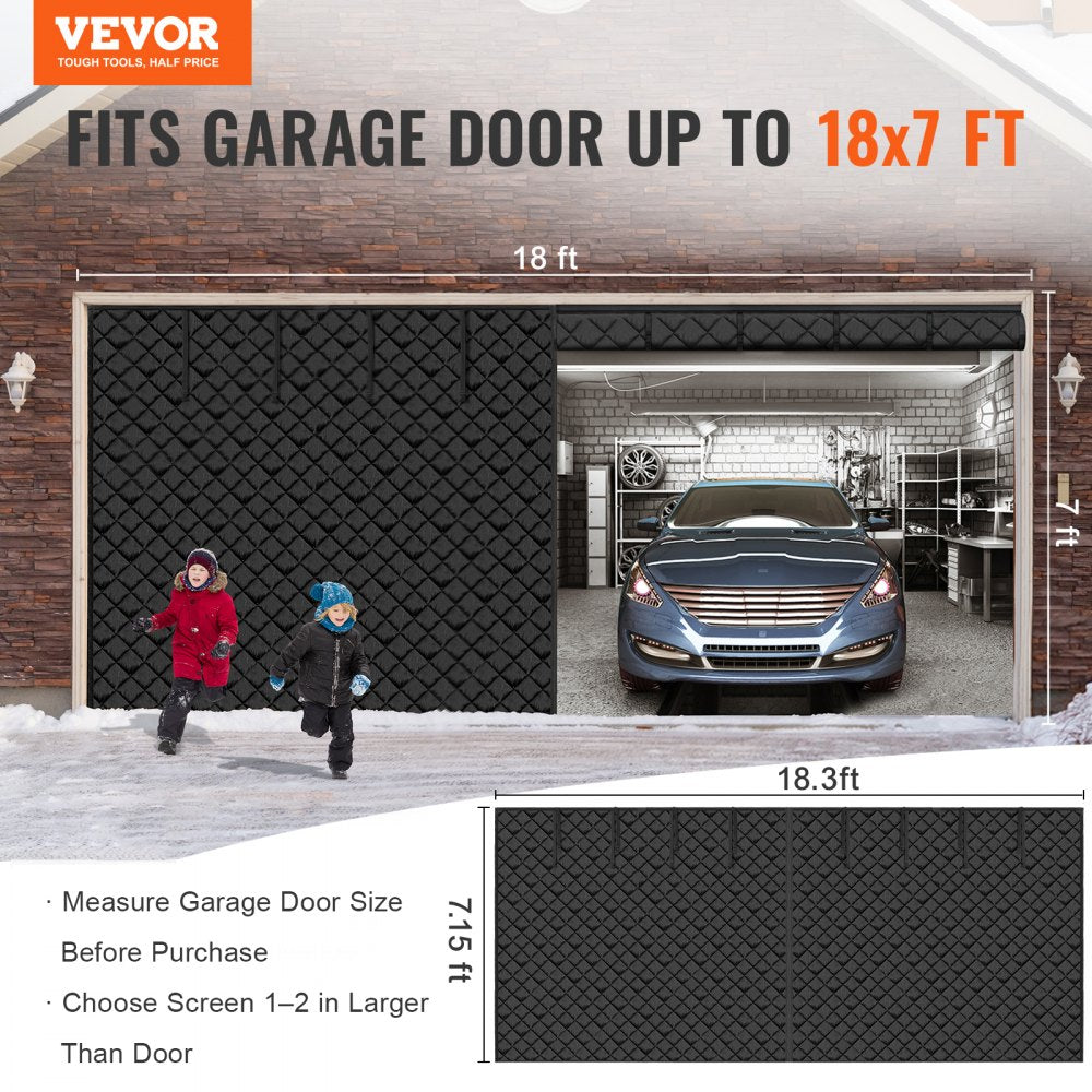 VEVOR Garage Door Screen for Winter, 18x7FT, Garage Door Insulation Kit, Magnetic Thermal Insulated Door Curtain with