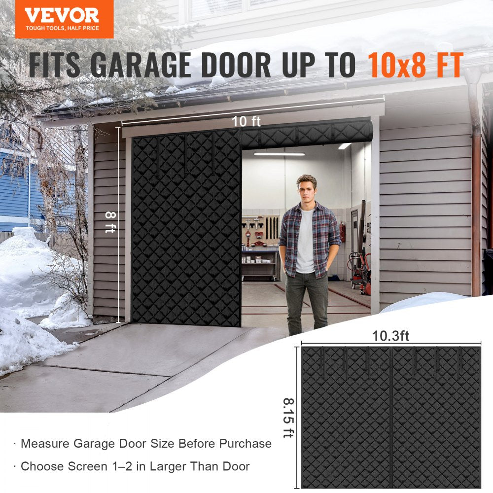 VEVOR Garage Door Screen for Winter, 10x8FT, Garage Door Insulation Kit, Magnetic Thermal Insulated Door Curtain with