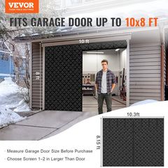 VEVOR Garage Door Screen for Winter, 10x8FT, Garage Door Insulation Kit, Magnetic Thermal Insulated Door Curtain with