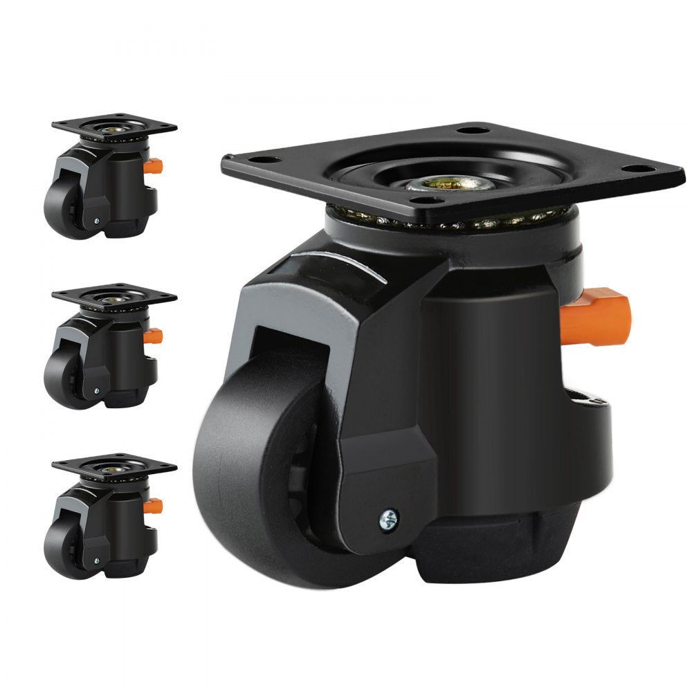 VEVOR Leveling Casters, Set of 4, 2200 lbs Total Load Capacity, 2.5 inches, Heavy Duty with Upgraded Handle Design, 360