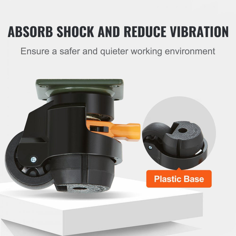 VEVOR Leveling Casters, 4-Pack Heavy Duty 360° Swivel Caster Wheels Hold up to 1100 lbs Load, 2 inches Caster Diameter