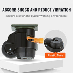 VEVOR Leveling Casters, 4-Pack Heavy Duty 360° Swivel Caster Wheels Hold up to 1100 lbs Load, 2 inches Caster Diameter
