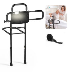 VEVOR Bed Rails for Elderly Adults Bed Side Assist Rail with Floor Support, Motion Sensor LED Light, 300LBS Dual-Handle