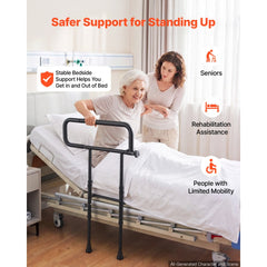 VEVOR Bed Rails for Elderly Adults Folding Bed Side Rail with Floor Support, Length & Height Adjustable, High-Strength