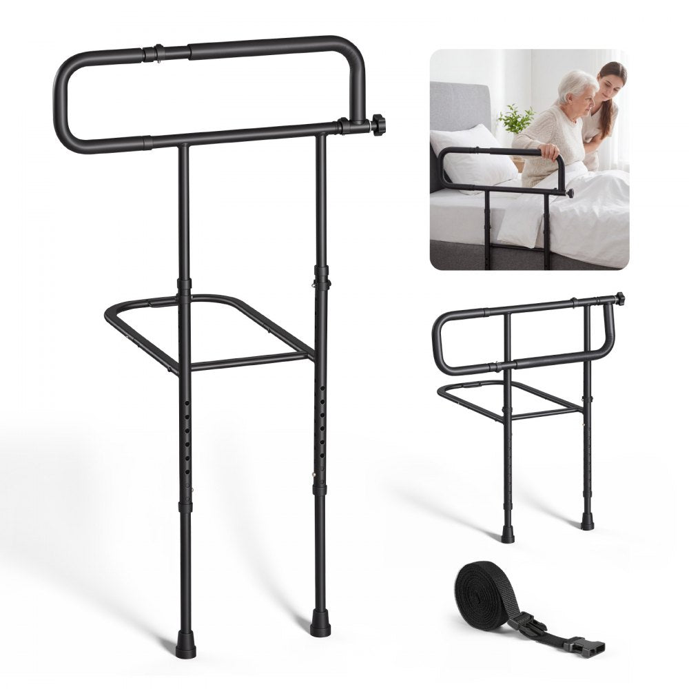 VEVOR Bed Rails for Elderly Adults Folding Bed Side Rail with Floor Support, Length & Height Adjustable, High-Strength