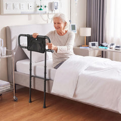 VEVOR Bed Rails for Elderly Adults Folding Bed Side Rail with Floor Support, Length & Height Adjustable, 300LBS Strong