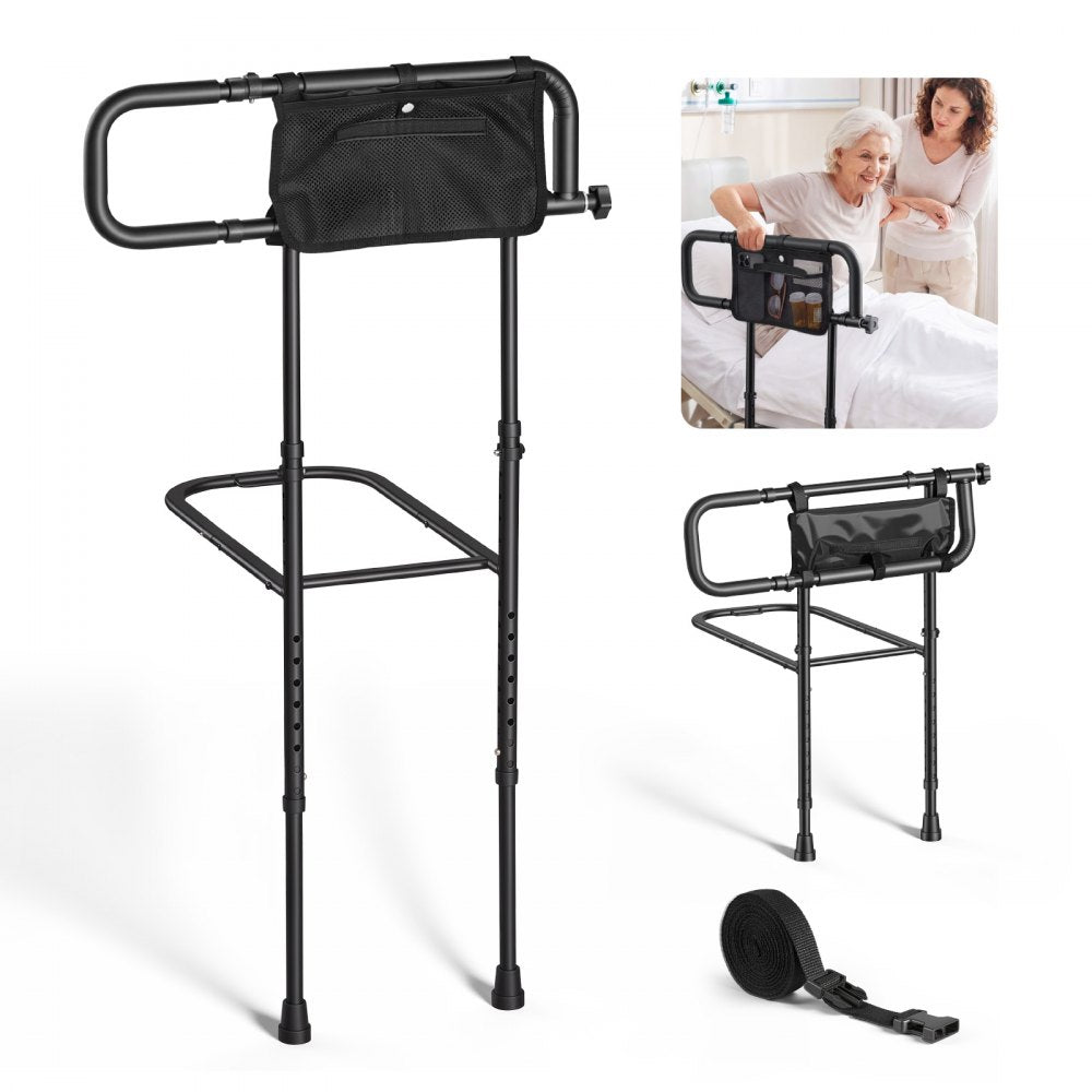 VEVOR Bed Rails for Elderly Adults Folding Bed Side Rail with Floor Support, Length & Height Adjustable, 300LBS Strong