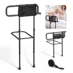 VEVOR Bed Rails for Elderly Adults Folding Bed Side Rail with Floor Support, Length & Height Adjustable, 300LBS Strong