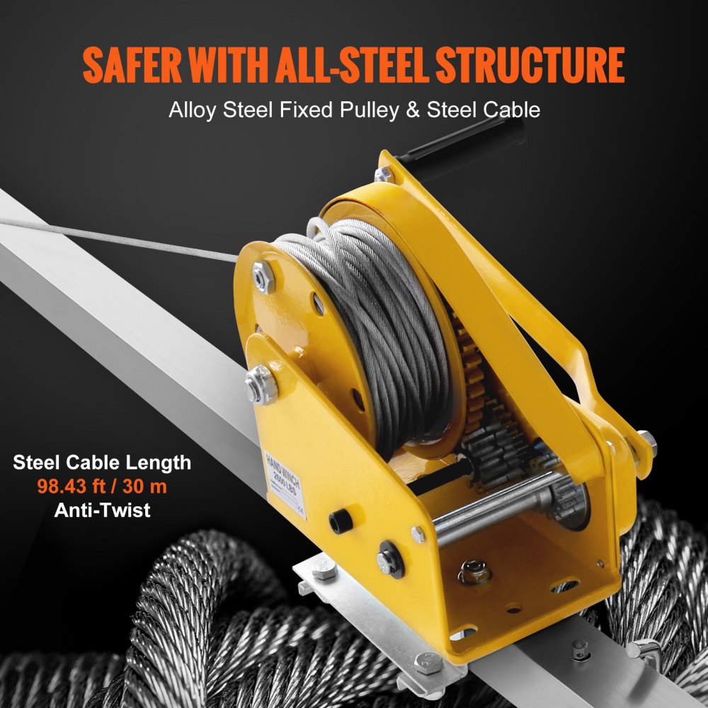 VEVOR 2600 lbs Winch Confined Space Tripod Kit, Confined Space Tripod 8' Legs and 98' Cable, Confined Space Rescue