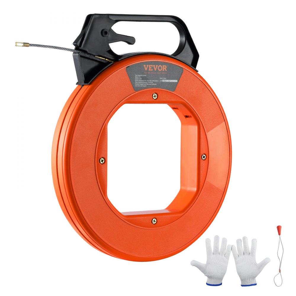 VEVOR Fish Tape, 125-foot, 3/16-inch, PET Wire Puller with Optimized Housing and Handle, Easy-to-Use Cable Puller Tool