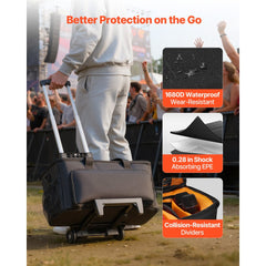 VEVOR Rolling DJ Cable Bag, 1680D, Padded File Gig Bag with Wheels, 6 Detachable Divider, Travel Storage Music Gear