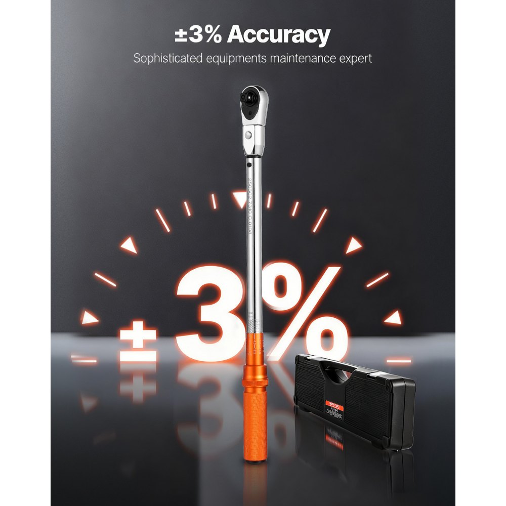 VEVOR Adjustable Click Torque Wrench, 1/2 Inch Drive, 20-160 lbf-ft/27.1-216.8 N.m, Dual-direction and Dual Range