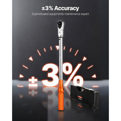 VEVOR Adjustable Click Torque Wrench, 1/2 Inch Drive, 20-160 lbf-ft/27.1-216.8 N.m, Dual-direction and Dual Range