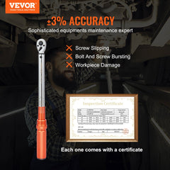 VEVOR Torque Wrench, 3/8-inch Drive Click Torque Wrench 10-80ft.lb/14-110n.m, Dual-Direction Adjustable Torque Wrench