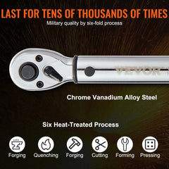 VEVOR Torque Wrench, 3/8-inch Drive Click Torque Wrench 10-80ft.lb/14-110n.m, Dual-Direction Adjustable Torque Wrench