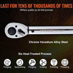 VEVOR Torque Wrench, 1/2-inch Drive Click Torque Wrench 20-250ft.lb/34-340n.m, Dual-Direction Adjustable Torque Wrench