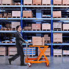 VEVOR Hydraulic Lift Table Cart, 330lbs Capacity 28.5" Lifting Height, Manual Single Scissor Lift Table with 4 Wheels