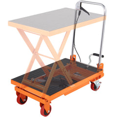 VEVOR Hydraulic Lift Table Cart, 330lbs Capacity 28.5" Lifting Height, Manual Single Scissor Lift Table with 4 Wheels