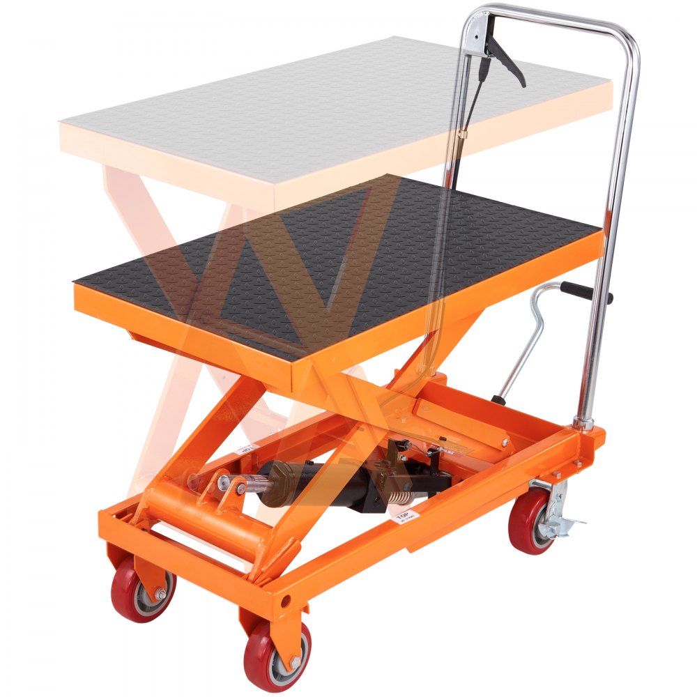 VEVOR Hydraulic Lift Table Cart, 1100lbs Capacity 35.4" Lifting Height, Manual Single Scissor Lift Table with 4 Wheels