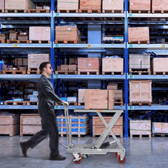 VEVOR Hydraulic Lift Table Cart, 500lbs Capacity 28.5" Lifting Height, Manual Single Scissor Lift Table with 4 Wheels