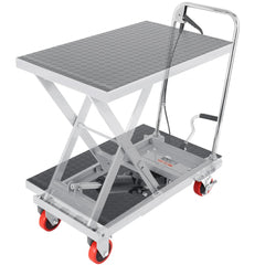 VEVOR Hydraulic Lift Table Cart, 500lbs Capacity 28.5" Lifting Height, Manual Single Scissor Lift Table with 4 Wheels
