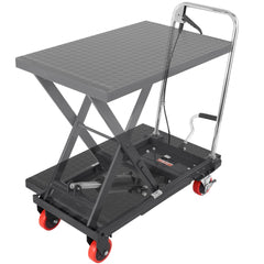 VEVOR Hydraulic Lift Table Cart, 500lbs Capacity 28.5" Lifting Height, Manual Single Scissor Lift Table with 4 Wheels