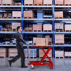 VEVOR Hydraulic Lift Table Cart, 500lbs Capacity 28.5" Lifting Height, Manual Single Scissor Lift Table with 4 Wheels