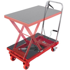 VEVOR Hydraulic Lift Table Cart, 500lbs Capacity 28.5" Lifting Height, Manual Single Scissor Lift Table with 4 Wheels