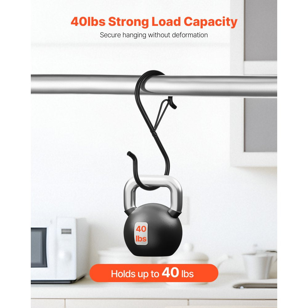 VEVOR S Hooks 36 Pack, 39.68 LBS Capacity for Bars up to 0.85 Inch, S Shaped Hooks with Safety Buckle, Heavy Duty Metal