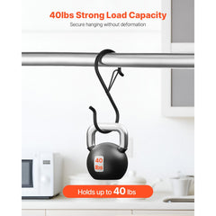 VEVOR S Hooks 36 Pack, 39.68 LBS Capacity for Bars up to 0.85 Inch, S Shaped Hooks with Safety Buckle, Heavy Duty Metal