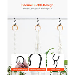 VEVOR S Hooks 36 Pack, 39.68 LBS Capacity for Bars up to 0.85 Inch, S Shaped Hooks with Safety Buckle, Heavy Duty Metal