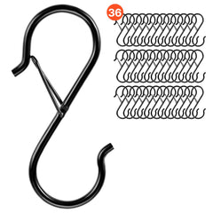 VEVOR S Hooks 36 Pack, 39.68 LBS Capacity for Bars up to 0.85 Inch, S Shaped Hooks with Safety Buckle, Heavy Duty Metal