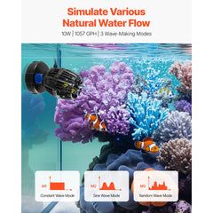 VEVOR Aquarium Wave Maker, 10W, 1057 GPH Quiet and Strong DC Powerhead, Adjustable Fish Tank Circulation Pump with