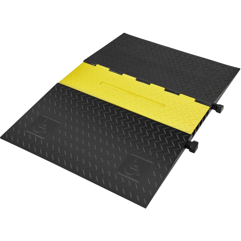 VEVOR Rubber Cable Guard, 5-Channel, 22000 lbs per Axle Load Capacity, Durable Cord Protection Ramp with Hinged Lid for