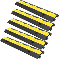 VEVOR Cable Protector Ramp, 5 Packs 2 Channels Speed Bump Hump, Rubber Modular Speed Bump Rated 11000 LBS Load