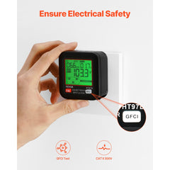 VEVOR Outlet Tester, Electrical GFCI Trip Tester, LCD Display Receptacle Detector for 7 Common Wiring Faults, 3 Prong