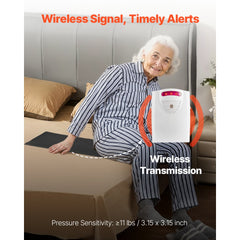 VEVOR Bed Alarm System for Elderly Adults, 14 x 30-inch Wireless Bed Sensor Pad with Pager, Safety Bed Alarms and Fall