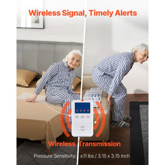 VEVOR Early Alert Bed Alarm System, Wireless Bed and Chair Sensor Pad with Call Button & Pager, Pre-Alert Safety Bed