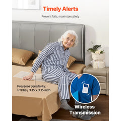 VEVOR Early Alert Bed Alarm System, Wireless Bed Sensor Pad with Call Button & Pager, Pre-Alert Safety Bed Alarms and