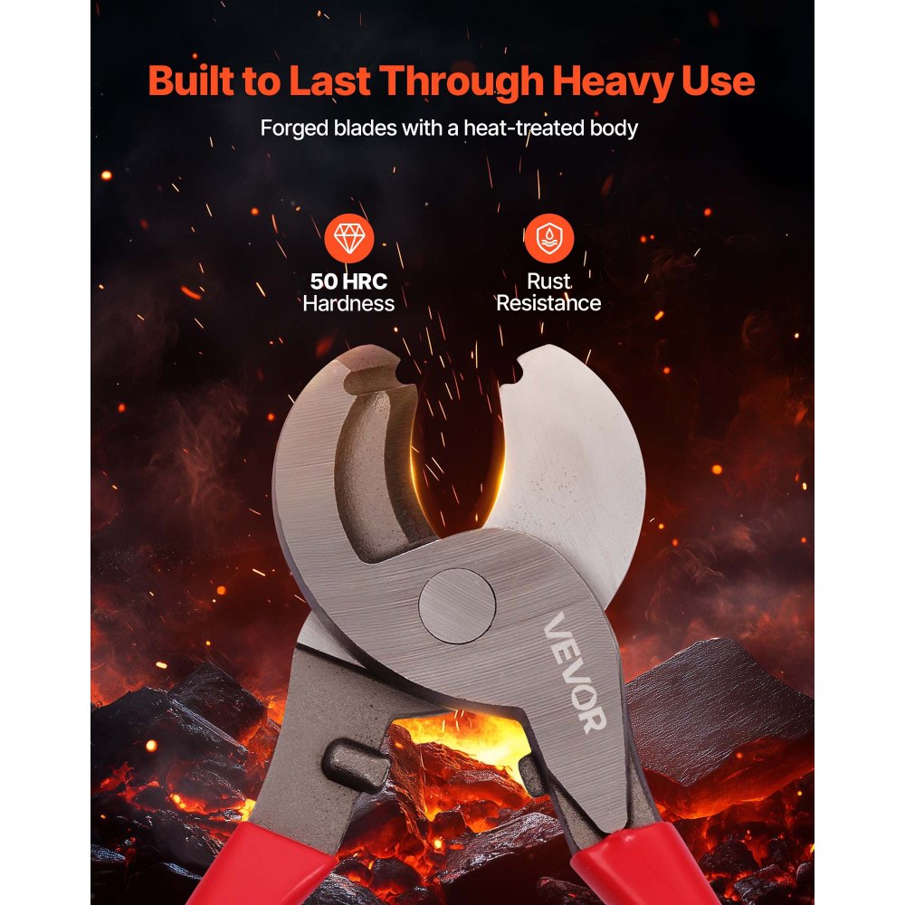 VEVOR High Leverage Cable Cutter, 9-1/4 in Compact, Forged Blades and PVC-Coated Handles, Heavy Duty Cable Cutting